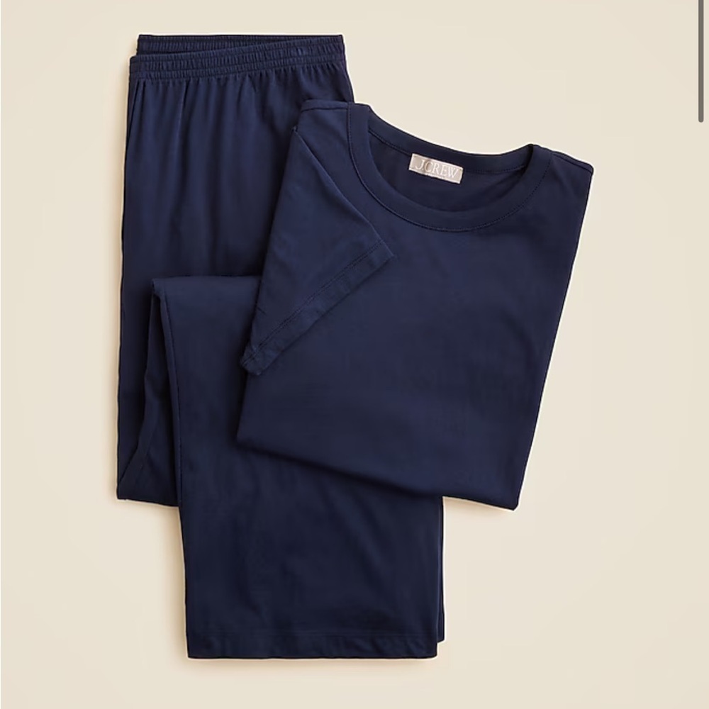 J crew navy blue Short-sleeve pajama SHIRT in tissue crepe